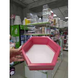 Коробка для зефира 23*23**6 см шестигранник Красная