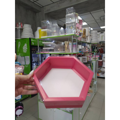 Коробка для зефира 23*23**6 см шестигранник Красная