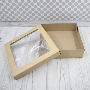 Коробка 25*25*8 см Крафт с окном