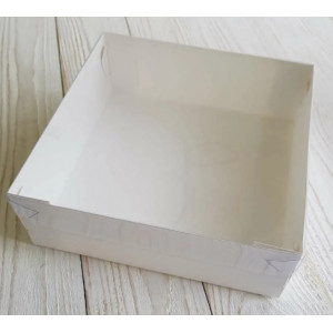 Коробка для зефира 20*20*7 Белая прозр. крышка