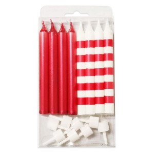Свечи Ассорти Red & White в полоску 8 шт 8 см