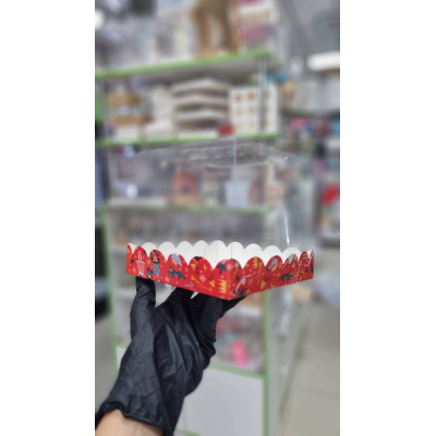 Короб под торт 15*15*20 см прозрачный купол Щелкунчик волна