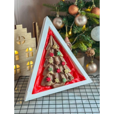 Коробка треугольная Белая с окном 23*20*3 см