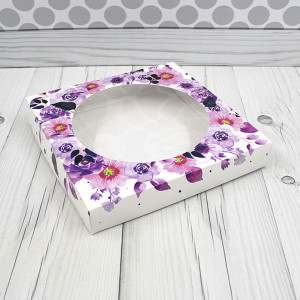 Коробка для пряников 20*20*3 см Венок с окном