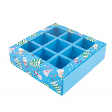 Коробка для 9 конфет Снеговики и елки