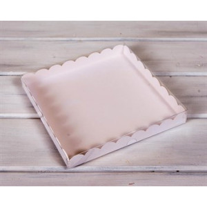 Коробка для пряников 25*25*3 см Белая прозр. крышка