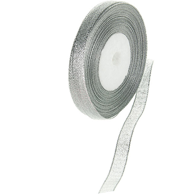 Лента парча 0,5 см 22,5м Серебро