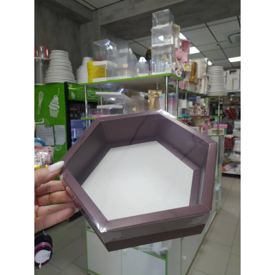 Коробка для зефира 23*23*6 см шестигранник Шоколад